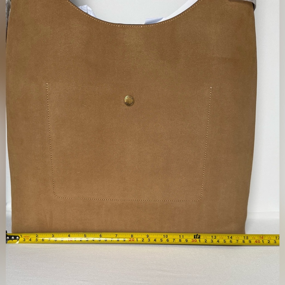 Coach Brooklyn Shoulder Bag 39 large suede Sand/Gold  a free scarf &chain NWT - Picture 2 of 16